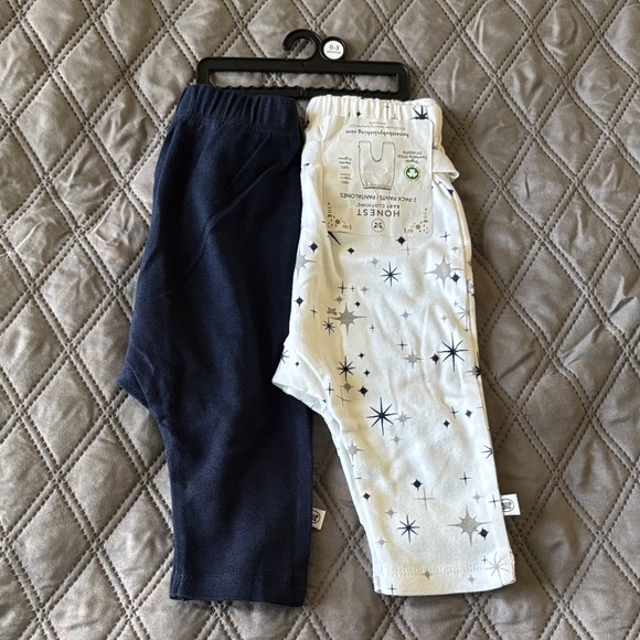 Honest Baby Clothing Other - NWT Honest Baby Organic Cotton 2 Pack Harem Pants 0-3 Months Navy Twinkle Star